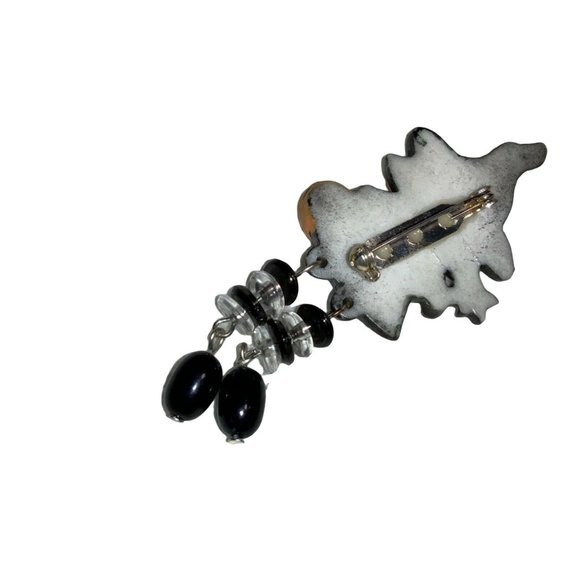 Halloween Witch Pin Brooch- Dangling Beaded Legs - Picture 6 of 6